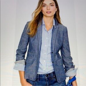 J.Crew Cotton Chambray School Boy Blazer size 4